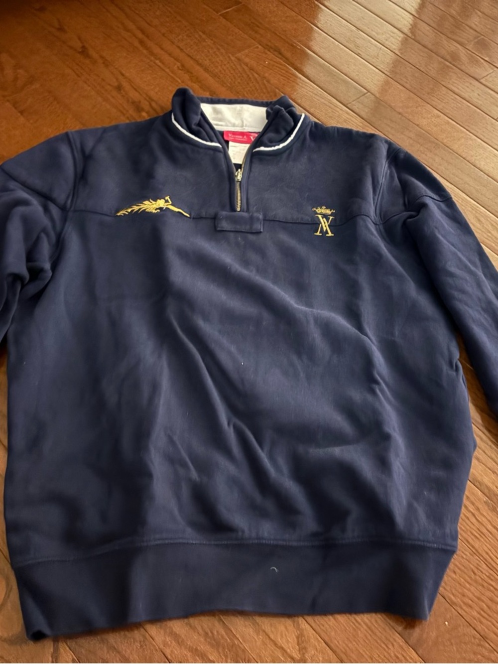 Vicomte A Paris - Navy Pullover Sweatshirt with Gold Embroidery